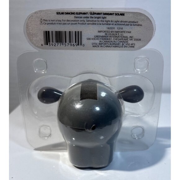 Solar Dancing Elephant Figurine Gray & Red Plastic New - Picture 4 of 6